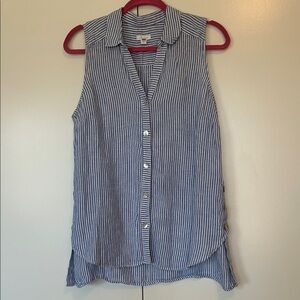 J.Jill Striped Sleeveless Blue Top with collar size medium